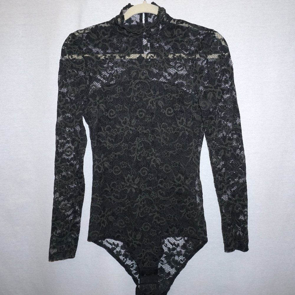 GANNI Flynn Lace Bodysuit size 34 US XS S  forest green  B-20 - Picture 3 of 9